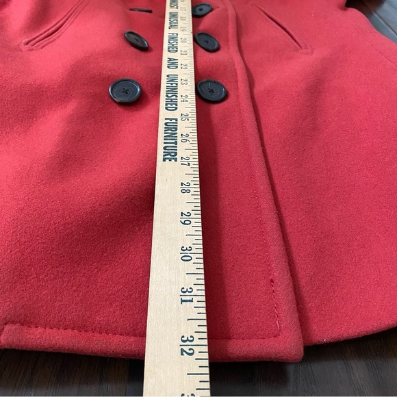J. Crew Women’s Double Breasted Wool Blended Red Pea Coat L - Picture 13 of 13